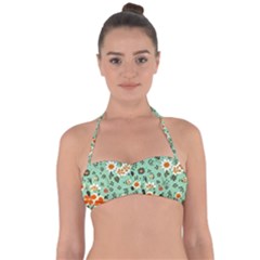 Retro 1960s Flowers Pattern 3 Tie Back Bikini Top