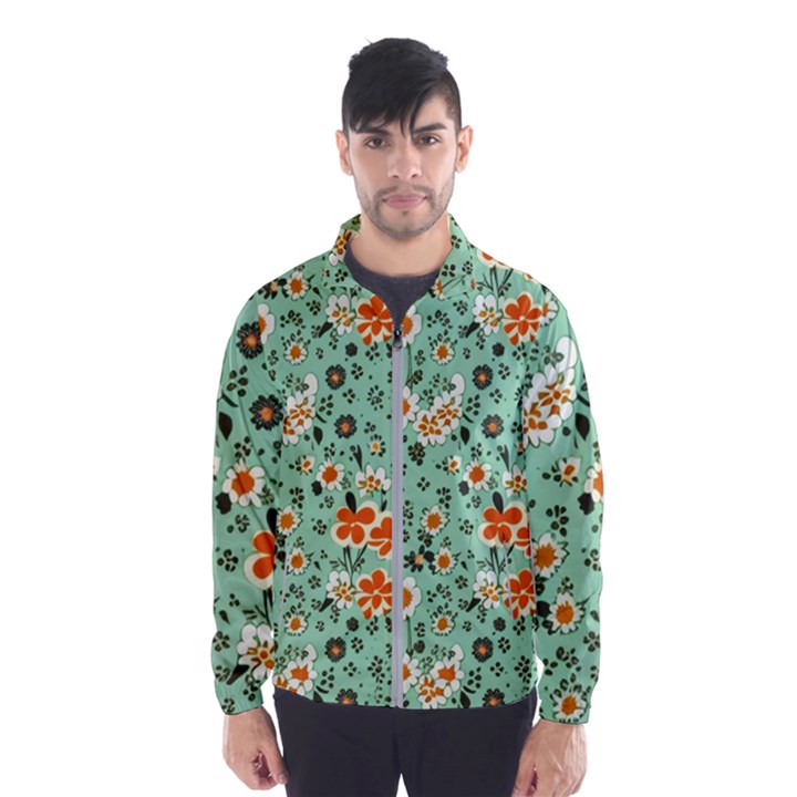 Retro 1960s Flowers Pattern 3 Men s Windbreaker