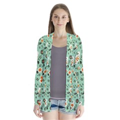 Retro 1960s Flowers Pattern 3 Drape Collar Cardigan