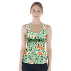 Retro 1960s Flowers Pattern 3 Racer Back Sports Top by violetheavensky