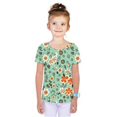 Retro 1960s Flowers Pattern 3 Kids  One Piece T-shirt