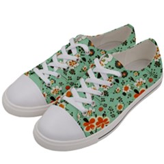 Retro 1960s Flowers Pattern 3 Men s Low Top Canvas Sneakers by violetheavensky