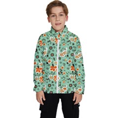 Retro 1960s Flowers Pattern 3 Kids  High Neck Windbreaker by patterns123