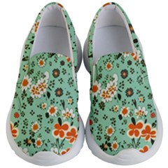 Retro 1960s Flowers Pattern 3 Kids Lightweight Slip Ons