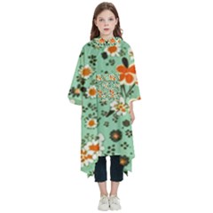 Retro 1960s Flowers Pattern 3 Kids  Hooded Rain Ponchos by violetheavensky