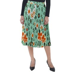 Retro 1960s Flowers Pattern 3 Classic Velour Midi Skirt  by patterns123