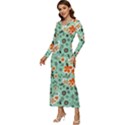 Retro 1960s Flowers Pattern 3 Long Sleeve Longline Maxi Dress View2