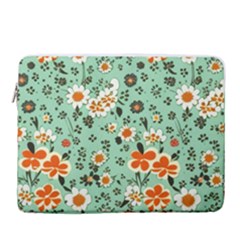 Retro 1960s Flowers Pattern 3 15  Vertical Laptop Sleeve Case With Pocket by patterns123