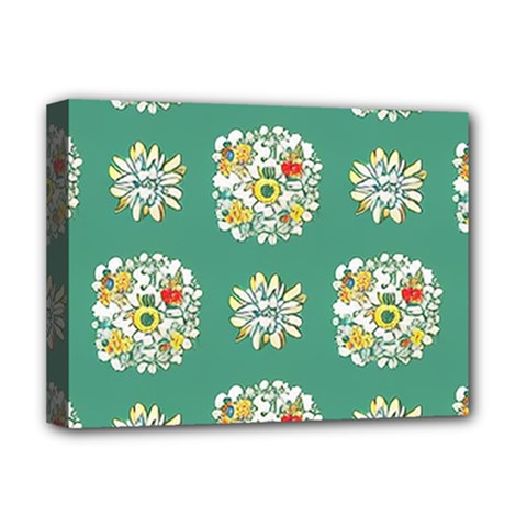 Retro 1960s Flowers Pattern 2 Deluxe Canvas 16  X 12  (stretched) 