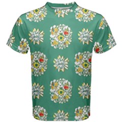 Retro 1960s Flowers Pattern 2 Men s Cotton T-shirt by violetheavensky