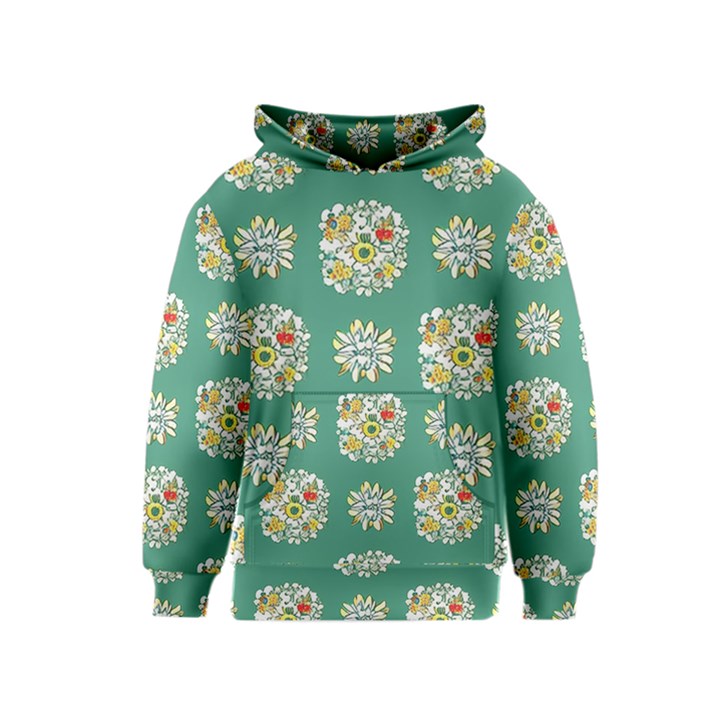 Retro 1960s Flowers Pattern 2 Kids  Pullover Hoodie