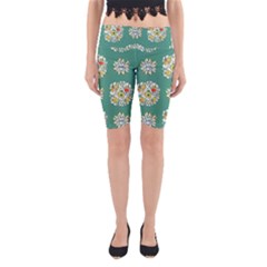 Retro 1960s Flowers Pattern 2 Yoga Cropped Leggings