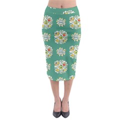 Retro 1960s Flowers Pattern 2 Midi Pencil Skirt by patterns123