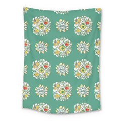 Retro 1960s Flowers Pattern 2 Medium Tapestry