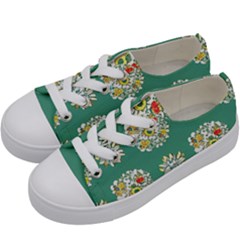 Retro 1960s Flowers Pattern 2 Kids  Low Top Canvas Sneakers