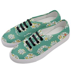 Retro 1960s Flowers Pattern 2 Women s Classic Low Top Sneakers by violetheavensky