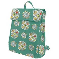 Retro 1960s Flowers Pattern 2 Flap Top Backpack