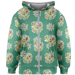 Retro 1960s Flowers Pattern 2 Kids  Zipper Hoodie Without Drawstring