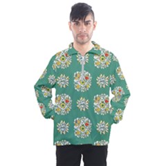 Retro 1960s Flowers Pattern 2 Men s Half Zip Pullover