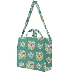 Retro 1960s Flowers Pattern 2 Square Shoulder Tote Bag