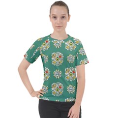 Retro 1960s Flowers Pattern 2 Women s Sport Raglan T-shirt