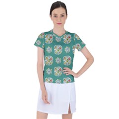 Retro 1960s Flowers Pattern 2 Women s Sports Top