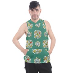 Retro 1960s Flowers Pattern 2 Men s Sleeveless Hoodie