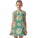 Retro 1960s Flowers Pattern 2 Kids  Pilgrim Collar Ruffle Hem Dress View1