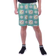 Retro 1960s Flowers Pattern 2 Men s Pocket Shorts by patterns123