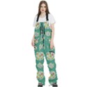 Retro 1960s Flowers Pattern 2 Women s Front Zip Ski And Snowboard Bib Pants View1