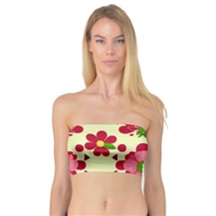 Retro 1960s Flowers Pattern 4 Bandeau Top