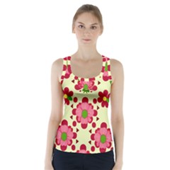 Retro 1960s Flowers Pattern 4 Racer Back Sports Top