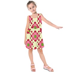 Retro 1960s Flowers Pattern 4 Kids  Sleeveless Dress by patterns123