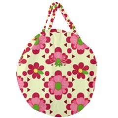 Retro 1960s Flowers Pattern 4 Giant Round Zipper Tote