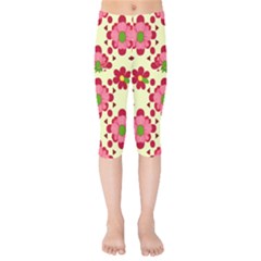 Retro 1960s Flowers Pattern 4 Kids  Capri Leggings 