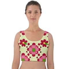 Retro 1960s Flowers Pattern 4 Velvet Crop Top