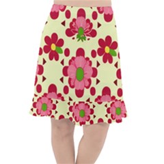 Retro 1960s Flowers Pattern 4 Fishtail Chiffon Skirt