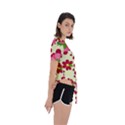 Retro 1960s Flowers Pattern 4 Asymmetrical Short Sleeve Sports T-Shirt View3