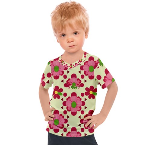 Retro 1960s Flowers Pattern 4 Kids  Sports T-shirt by violetheavensky