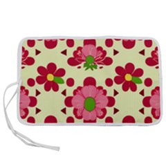 Retro 1960s Flowers Pattern 4 Pen Storage Case (s)