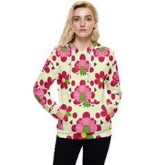 Retro 1960s Flowers Pattern 4 Women s Lightweight Drawstring Hoodie