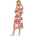 Retro 1960s Flowers Pattern 4 Double Cuff Midi Dress View2