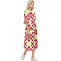 Retro 1960s Flowers Pattern 4 Double Cuff Midi Dress View3