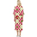 Retro 1960s Flowers Pattern 4 Double Cuff Midi Dress View4