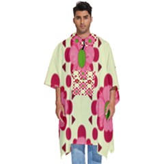 Retro 1960s Flowers Pattern 4 Men s Hooded Rain Ponchos