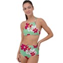 Retro 1960s Flowers Pattern Halter Tankini Set View1