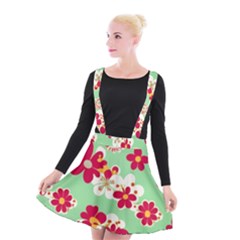 Retro 1960s Flowers Pattern Suspender Skater Skirt