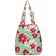 Retro 1960s Flowers Pattern Center Zip Backpack