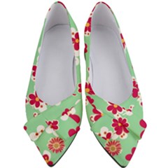 Retro 1960s Flowers Pattern Women s Bow Heels