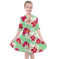 Retro 1960s Flowers Pattern Kids  All Frills Chiffon Dress